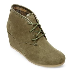 Olive green wedge heels